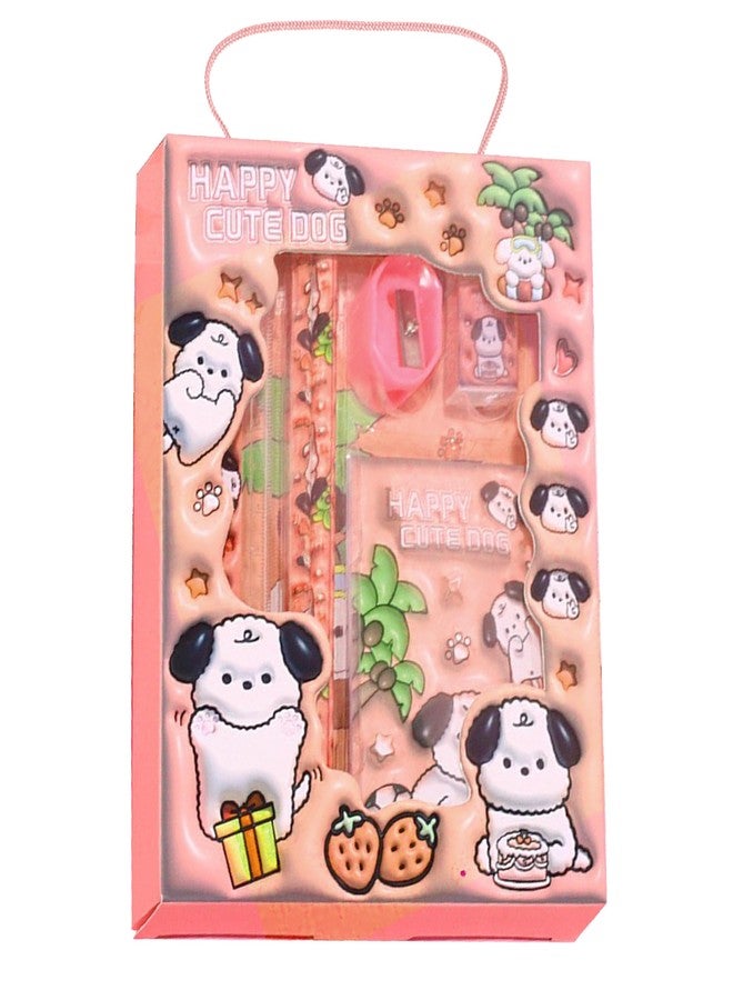 ووبوكس مجموعة أدوات مكتبية من WABBOX - هدايا عيد ميلاد للأولاد والبنات، مجموعة أدوات مكتبية متنوعة بتصميم كلب ملون، تتضمن قلم رصاص، مسطرة، ممحاة، مبراة للأطفال (6 قطع). - Image 1